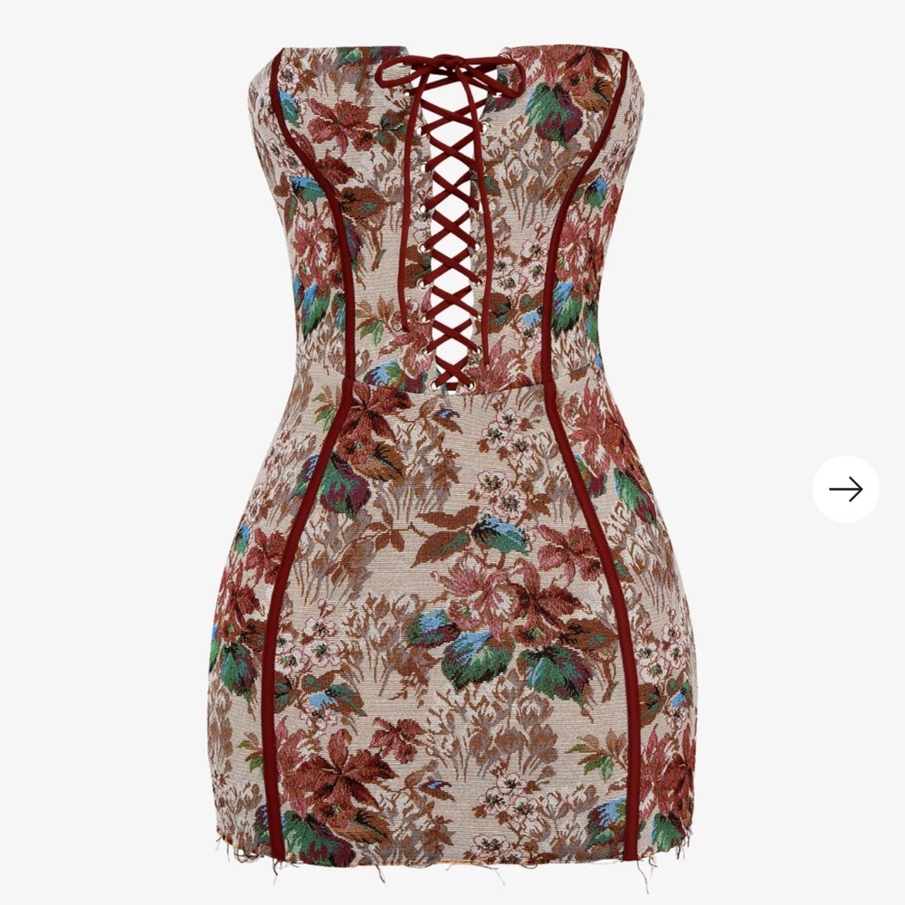 Mistress rocks Floral-print lace-up woven mini dress